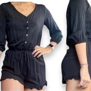 Mossimo Supply Co. Black Romper with Button Front